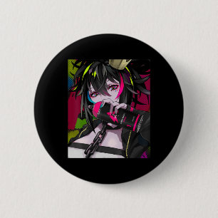 Anime Girl Kawaii Waifu Aesthetic Japanese Otaku  2 Inch Round Button