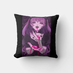 Anime Girl Kawaii Waifu Aesthetic Japanese Otaku 8 Throw Pillow