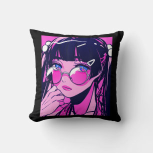 Anime Girl Kawaii Waifu Pink Aesthetic Japanese Ot Throw Pillow
