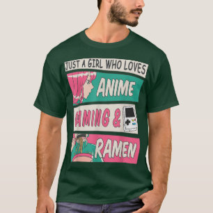Anime Girl Loves Gaming Ramen Japanese food and M T-Shirt