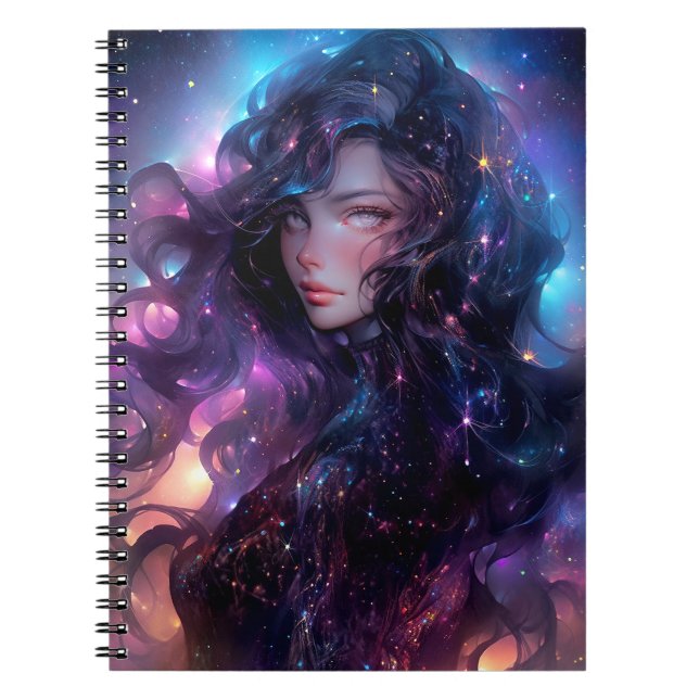 Anime Girl Made Of Stars Notebook (Front)