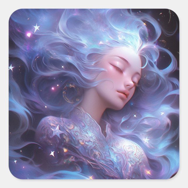 Anime Girl Made Of Stars Square Sticker (Front)