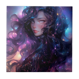 Anime Girl Made Of Stars Tile
