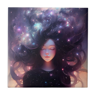 Anime Girl Made Of Stars Tile