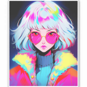 Anime Girl Modern Colourful Art