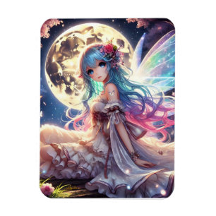 Anime Girl Moon Fairy Princess in Garden Magnet