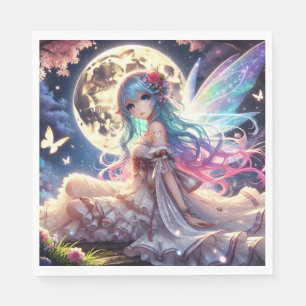 Anime Girl Moon Fairy Princess in Garden Napkin
