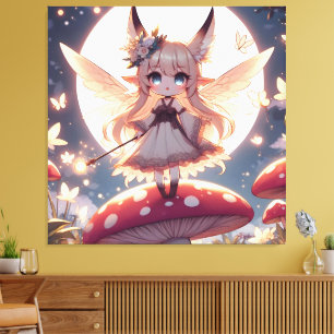 Anime Girl Pixie Hippie Moon Fairy Canvas Print