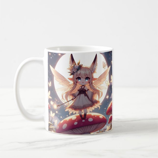 Anime Girl Pixie Hippie Moon Fairy Coffee Mug (Left)