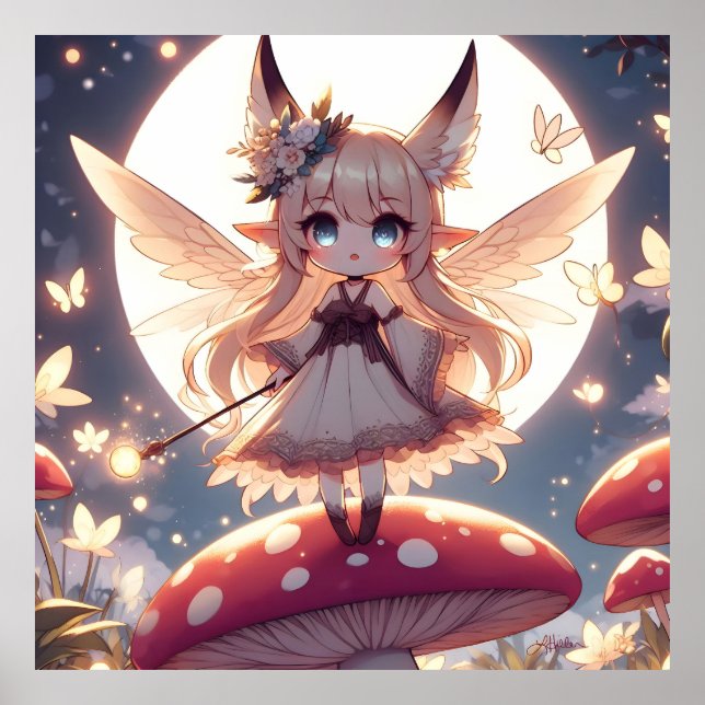 Anime Girl Pixie Hippie Moon Fairy Poster (Front)