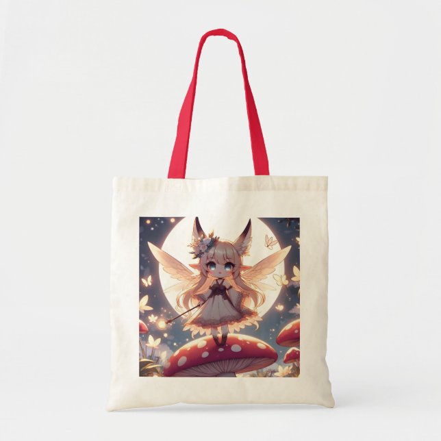 Anime Girl Pixie Hippie Moon Fairy Tote Bag (Front)