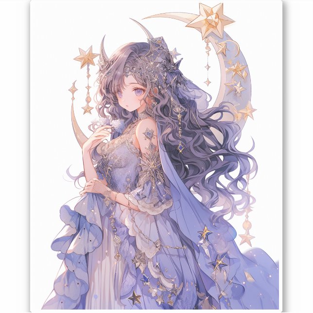 Anime Girl Purple Moon Princess Fantasy Art (Front)