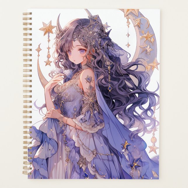 Anime Girl Purple Moon Princess Imaginaire Art (Devant)