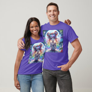 Anime Girl Rainbow Hair Singing Moon Fairy T-Shirt