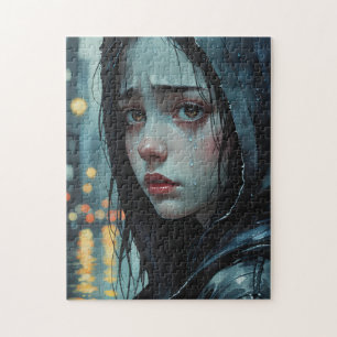 Anime Girl Rainy Day Puzzle - Aquarelle