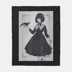 Anime Girl Sad Retro Aesthetic Japanese Otaku  Fleece Blanket