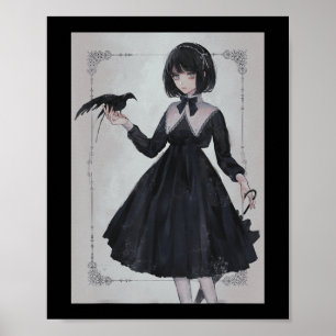 Anime Girl Sad Retro Aesthetic Japanese Otaku  Poster