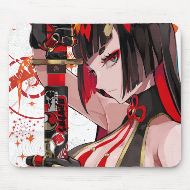 Anime girl Samurai Mouse Pad (Front)