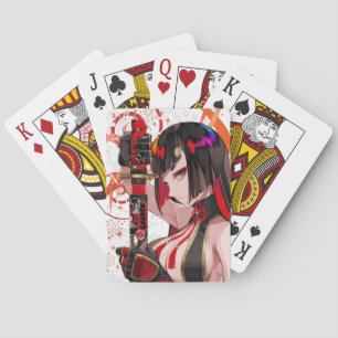 Anime girl Samurai Playing Cards