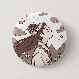 Anime Girl Seems Blossom Cute Gift✨☁️🗻🏮  2 Inch Round Button