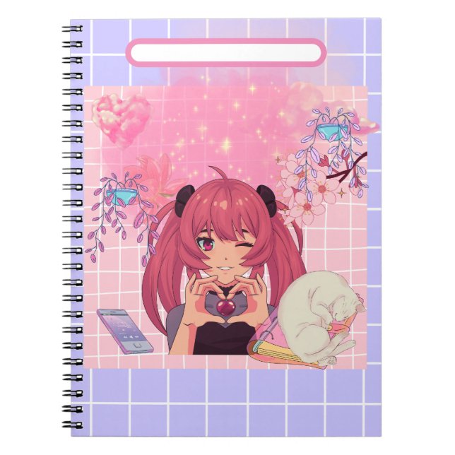 Anime girl showing love notebook (Front)