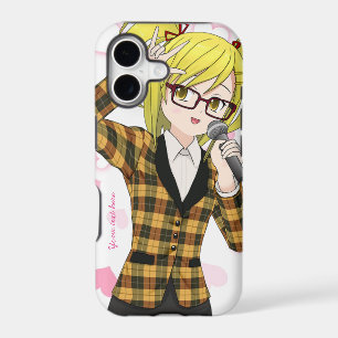 Anime Girl Singing Karaoke Customizable Phone Case