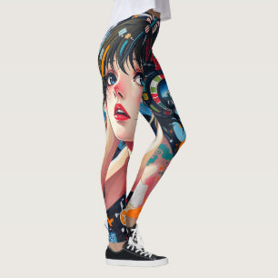 Anime Girl Space Music graffiti Leggings