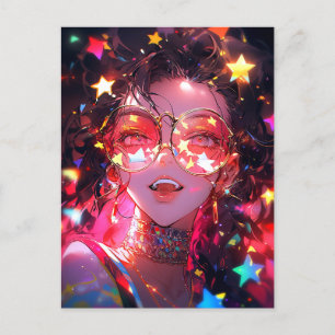 Anime Girl Stars Postcard