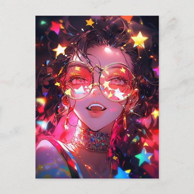 Anime Girl Stars Postcard (Front)