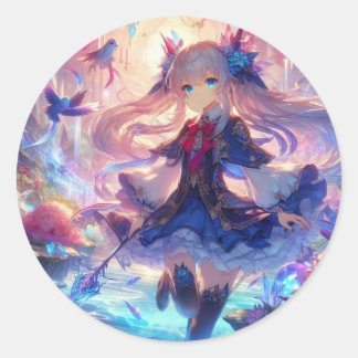 Anime girl sticker colourful