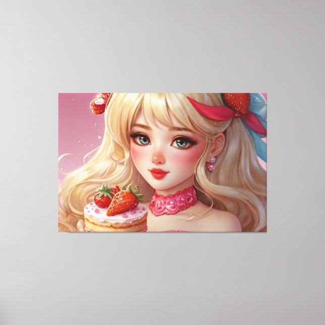 Anime girl Stretched Canvas Print (Front)