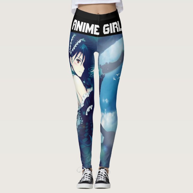 Anime Girl & Sword Design Leggings (Front)