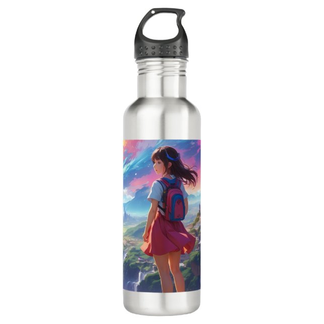 Anime Girl views Vista 710 Ml Water Bottle (Front)