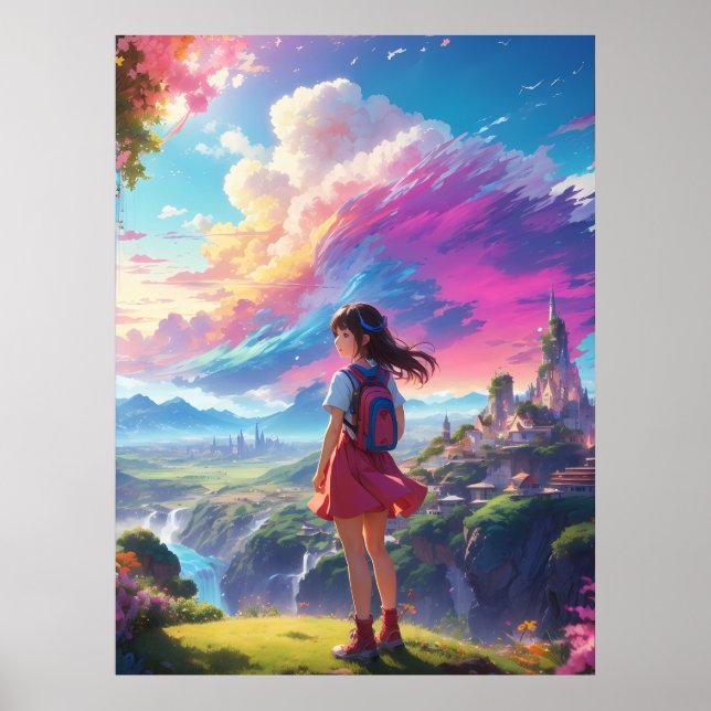 Anime Girl views Vista Poster (Front)