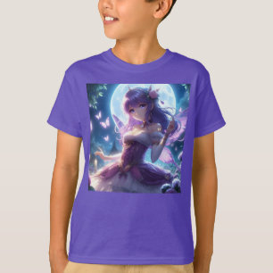 Anime Girl Violet Butterfly Wing Moon Fairy T-Shirt
