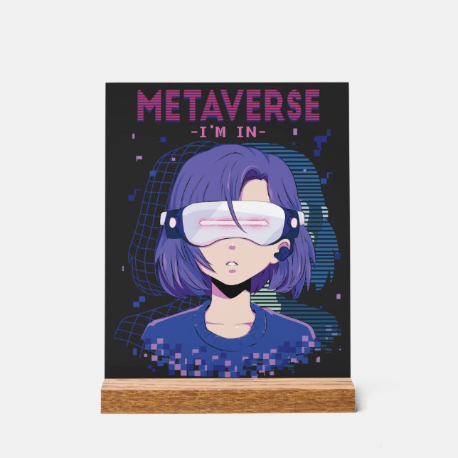 Anime girl virtual reality glasses Acrylic Sign (Front)