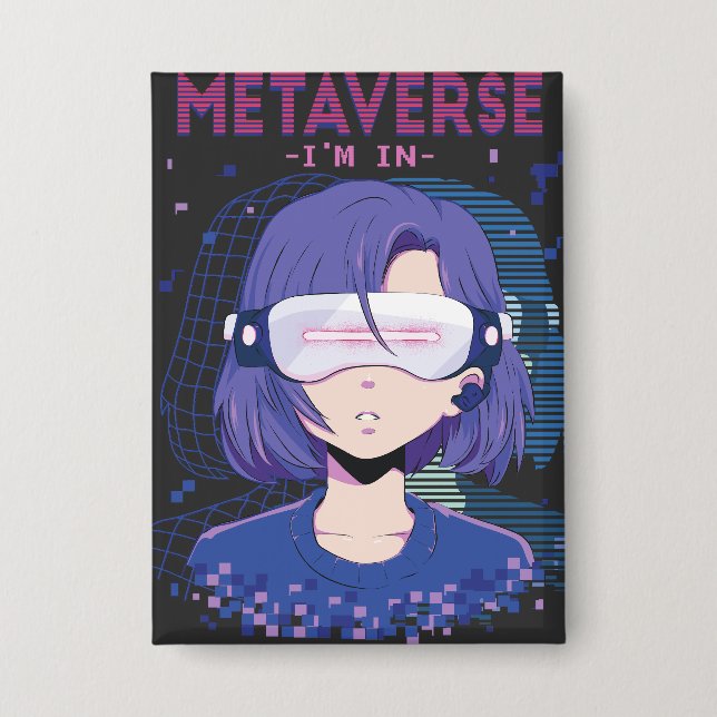 Anime girl virtual reality glasses button (Front)