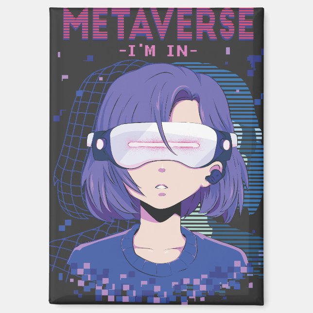 Anime girl virtual reality glasses magnet (Front)