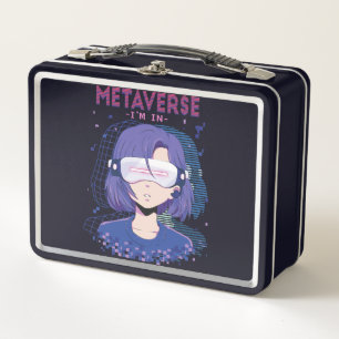 Anime girl virtual reality glasses Metal Lunch Box