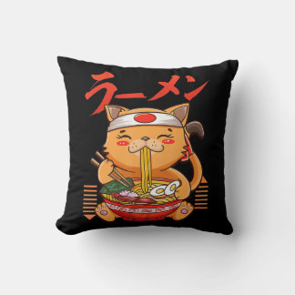 Anime Girl Waifu Who Loves Anime Ramen And Sketchi Throw Pillow