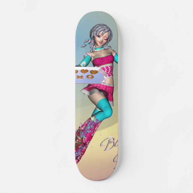 Anime girl with cookies Skateboard (Front)