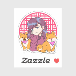 Anime Girl with Dogs