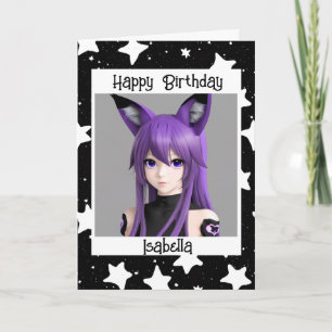 Anime Girl with Fox Ears Birthday Card