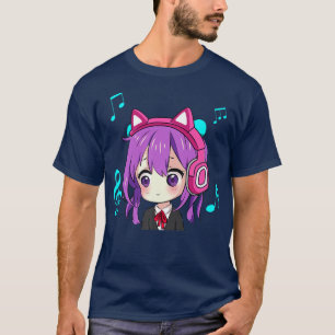 anime girl with headphones listening to music T-Shirt
