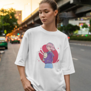 Anime Girl With Puppy  T-Shirt