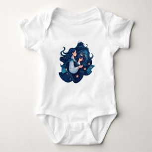 Anime Girl with Stars – Dreamy Cosmic Aesthetic Baby Bodysuit