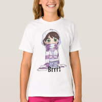 Anime Girl Wrapped Up In Winter Gear T-shirt