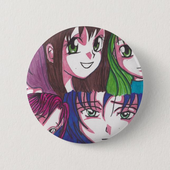 anime girls 2 inch round button (Front)