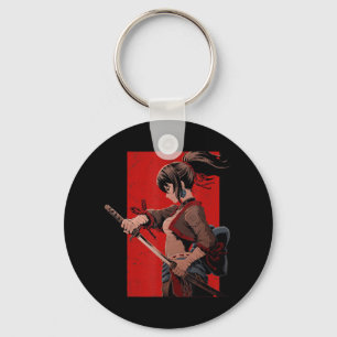 Anime Girls Teens Samurai Waifu Japanese Otaku Kaw Keychain