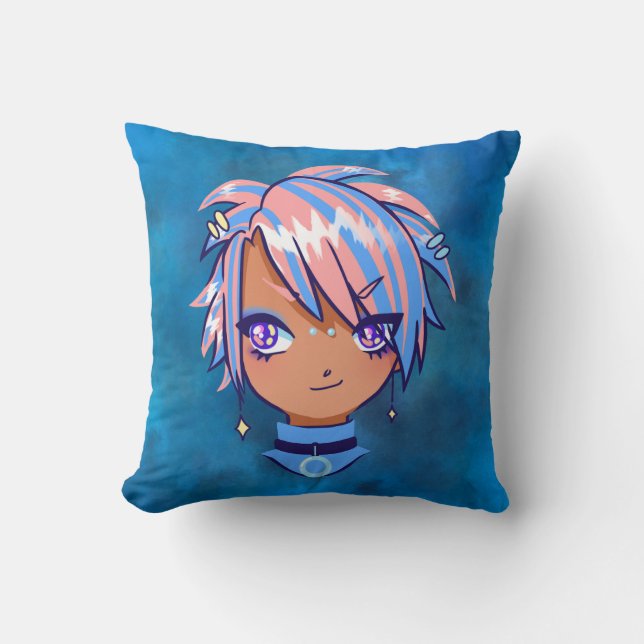 Anime Glow Throw Pillow (Front)